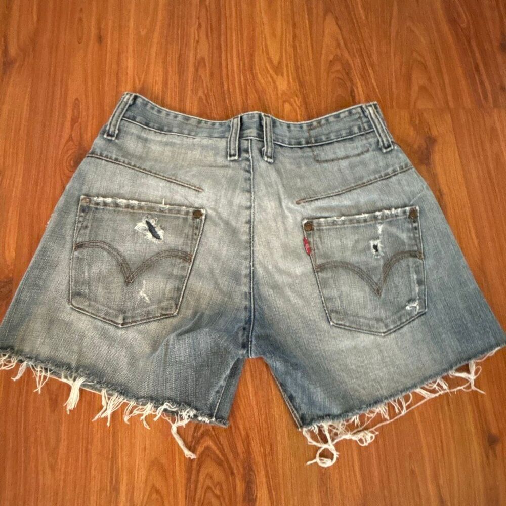 Levi's 501 Y2K engineered jeans distressed cut off frayed 30" butterfly fringe g